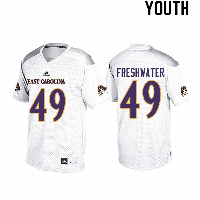 Youth #49 Traveon Freshwater ECU Pirates College Football Jerseys Sale-White - Click Image to Close